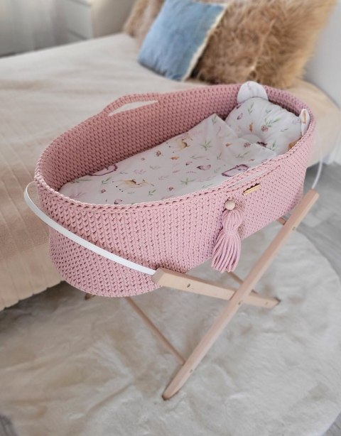 Kosz Mojżesza BOHO Handmade ze stojakiem - pastel pink Kosz Mojżesza BOHO Handmade ze stojakiem - pastel pink