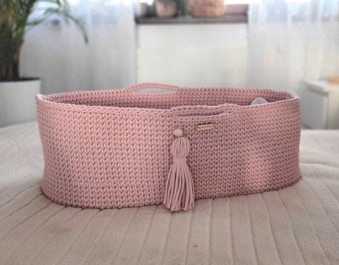 Kosz Mojżesza BOHO Handmade ze stojakiem - pastel pink Kosz Mojżesza BOHO Handmade ze stojakiem - pastel pink