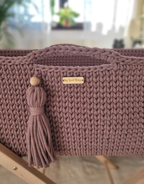Kosz Mojżesza BOHO bawełniany Handmade z materacykiem - mauve Kosz Mojżesza BOHO bawełniany Handmade z materacykiem - mauve