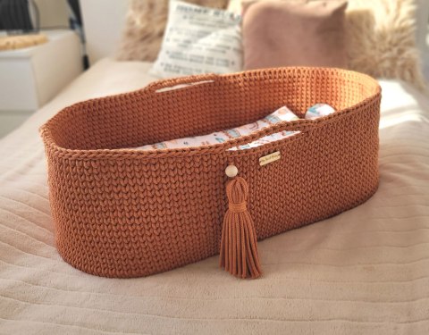 Kosz Mojżesza BOHO bawełniany Handmade z materacykiem - terracotta Kosz Mojżesza BOHO bawełniany Handmade z materacykiem - terracotta