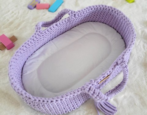 Kosz Mojżesza BOHO bawełniany- nosidełko dla lalek - fioletowy Kosz Mojżesza BOHO bawełniany- nosidełko dla lalek - fioletowy