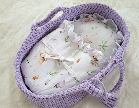 Kosz Mojżesza BOHO bawełniany- nosidełko dla lalek - fioletowy Kosz Mojżesza BOHO bawełniany- nosidełko dla lalek - fioletowy