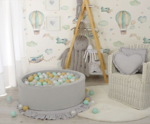 Suchy basen minky H-30 cm z piłkami 300szt. - jasnoszary Suchy basen minky H-30 cm z piłkami 300szt. - jasnoszary