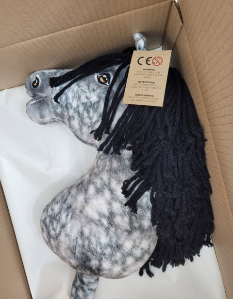 Hobby Horse Duży koń na kiju Premium - siwek jabłkowity z czarną grzywą A3 Hobby Horse Duży koń na kiju Premium - siwek jabłkowity z czarną grzywą A3