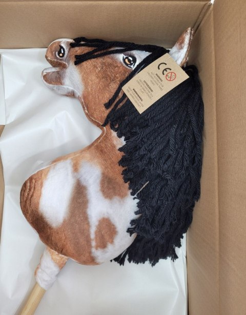 Hobby Horse Duży koń na kiju Premium - srokaty tobiano z czarną grzywą A3 Hobby Horse Duży koń na kiju Premium - srokaty tobiano z czarną grzywą A3