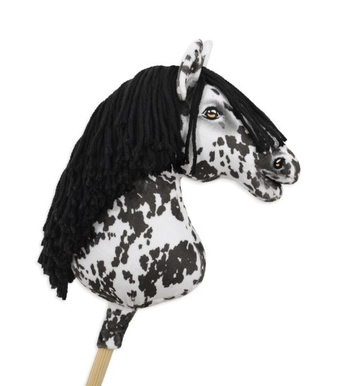 Hobby Horse Duży koń na kiju Premium - tarantowaty biało-czarny z czarną grzywą A3 Hobby Horse Duży koń na kiju Premium - tarantowaty biało-czarny z czarną grzywą A3