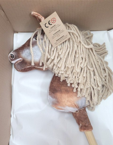 Hobby Horse Mały koń na kiju Premium - srokaty tobiano z beżową grzywą A4 Hobby Horse Mały koń na kiju Premium - srokaty tobiano z beżową grzywą A4