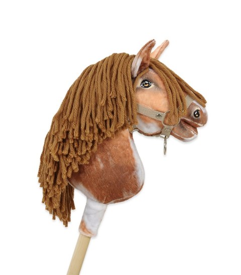 Hobby Horse Mały koń na kiju Premium - srokaty tobiano z brązową grzywą A4 Hobby Horse Mały koń na kiju Premium - srokaty tobiano z brązową grzywą A4