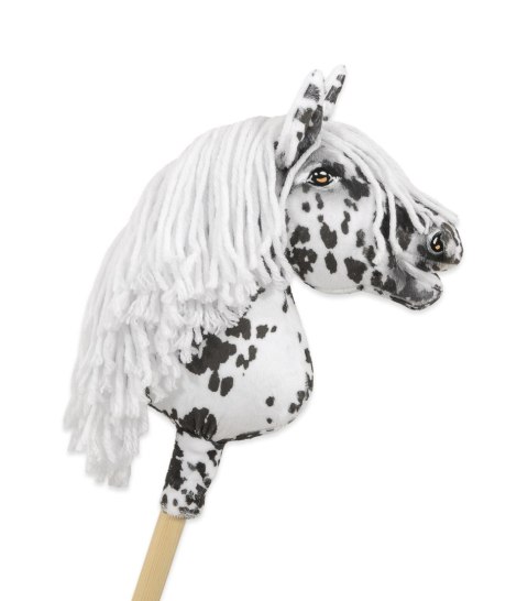 Hobby Horse Mały koń na kiju Premium - tarantowaty biało-czarny z białą grzywą A4 Hobby Horse Mały koń na kiju Premium - tarantowaty biało-czarny z białą grzywą A4