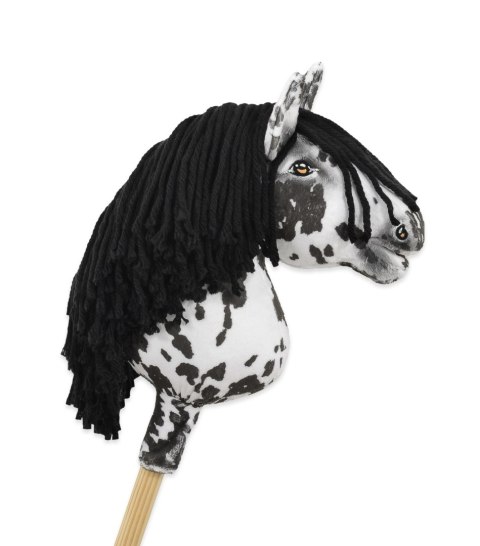 Hobby Horse Mały koń na kiju Premium - tarantowaty biało-czarny z czarną grzywą A4 Hobby Horse Mały koń na kiju Premium - tarantowaty biało-czarny z czarną grzywą A4