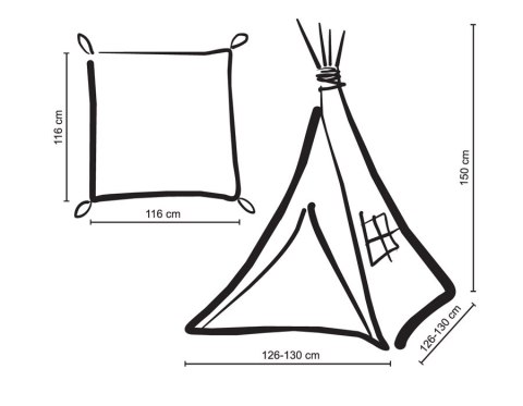 Namiot TIPI dla dzieci + mata + poduszki + zawieszki pióra - beżowy Namiot TIPI dla dzieci + mata + poduszki + zawieszki pióra - beżowy