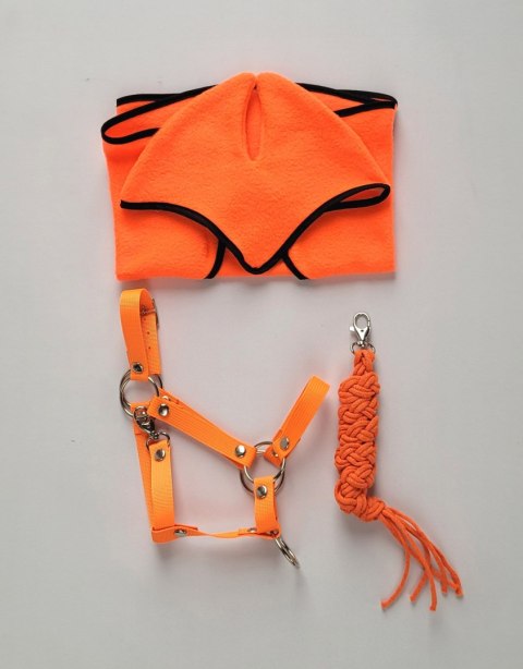 Zestaw do Hobby Horse: kantar A3 + uwiąz ze sznurka - neon-orange Zestaw do Hobby Horse: kantar A3 + uwiąz ze sznurka - neon-orange