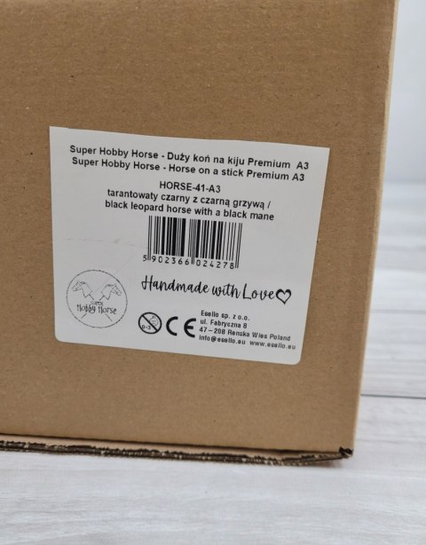 Hobby Horse Duży koń na kiju Premium - tarantowaty biało-czarny z czarną grzywą A3 Hobby Horse Duży koń na kiju Premium - tarantowaty biało-czarny z czarną grzywą A3