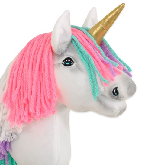 Hobby Horse Jednorożec na kiju mały biały z kolorową grzywą i złotym rogiem Hobby Horse Jednorożec na kiju mały biały z kolorową grzywą i złotym rogiem
