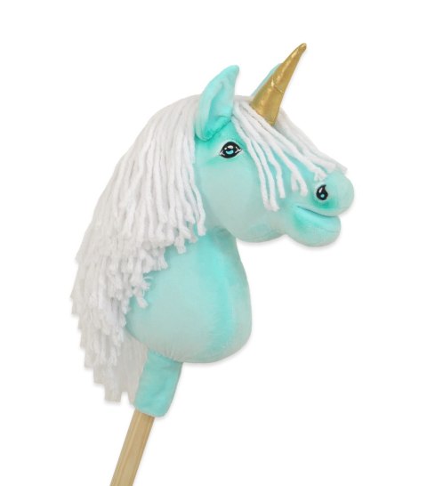 Hobby Horse Jednorożec na kiju mały miętowy z białą grzywą i złotym rogiem Hobby Horse Jednorożec na kiju mały miętowy z białą grzywą i złotym rogiem