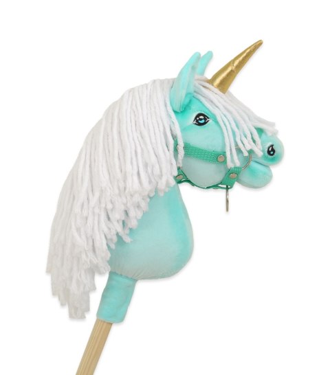 Hobby Horse Jednorożec na kiju mały miętowy z białą grzywą i złotym rogiem Hobby Horse Jednorożec na kiju mały miętowy z białą grzywą i złotym rogiem