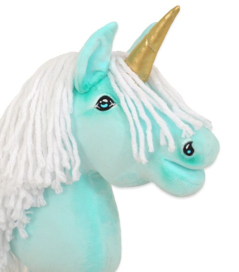 Hobby Horse Jednorożec na kiju mały miętowy z białą grzywą i złotym rogiem Hobby Horse Jednorożec na kiju mały miętowy z białą grzywą i złotym rogiem