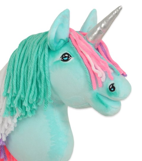 Hobby Horse Jednorożec na kiju mały miętowy z kolorową grzywą i srebrnym rogiem Hobby Horse Jednorożec na kiju mały miętowy z kolorową grzywą i srebrnym rogiem