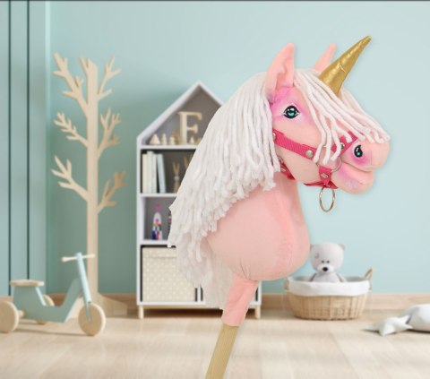 Hobby Horse Jednorożec na kiju mały różowy z białą grzywą i złotym rogiem Hobby Horse Jednorożec na kiju mały różowy z białą grzywą i złotym rogiem