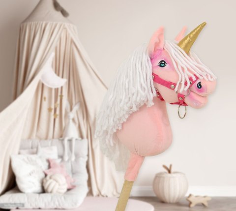 Hobby Horse Jednorożec na kiju mały różowy z białą grzywą i złotym rogiem Hobby Horse Jednorożec na kiju mały różowy z białą grzywą i złotym rogiem