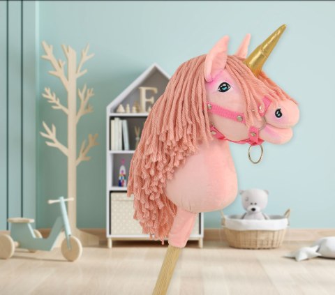 Hobby Horse Jednorożec na kiju mały różowy z różową grzywą i złotym rogiem Hobby Horse Jednorożec na kiju mały różowy z różową grzywą i złotym rogiem