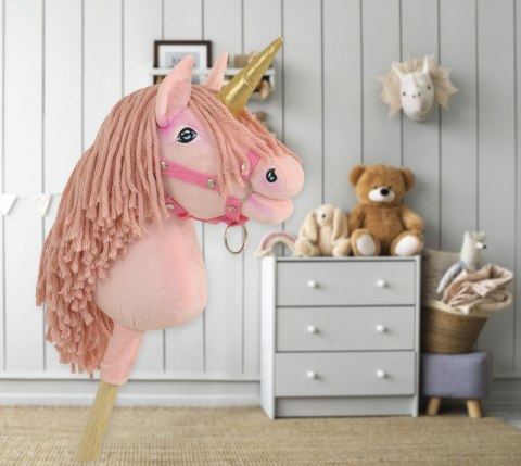Hobby Horse Jednorożec na kiju mały różowy z różową grzywą i złotym rogiem Hobby Horse Jednorożec na kiju mały różowy z różową grzywą i złotym rogiem