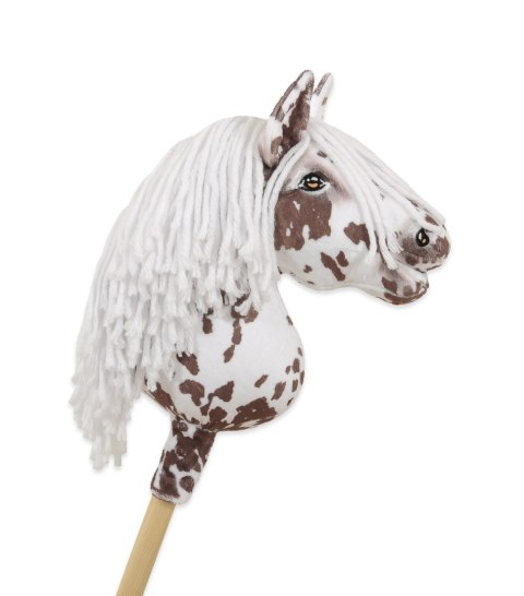 Hobby Horse Mały koń na kiju Premium - tarantowaty biało-brązowy z białą grzywą A4 Hobby Horse Mały koń na kiju Premium - tarantowaty biało-brązowy z białą grzywą A4