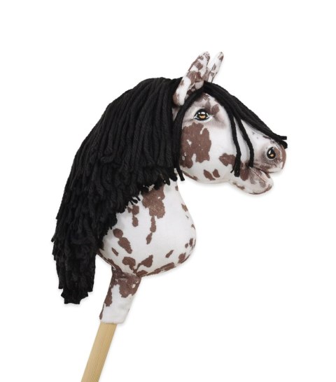 Hobby Horse Mały koń na kiju Premium - tarantowaty biało-brązowy z czarną grzywą A4 Hobby Horse Mały koń na kiju Premium - tarantowaty biało-brązowy z czarną grzywą A4