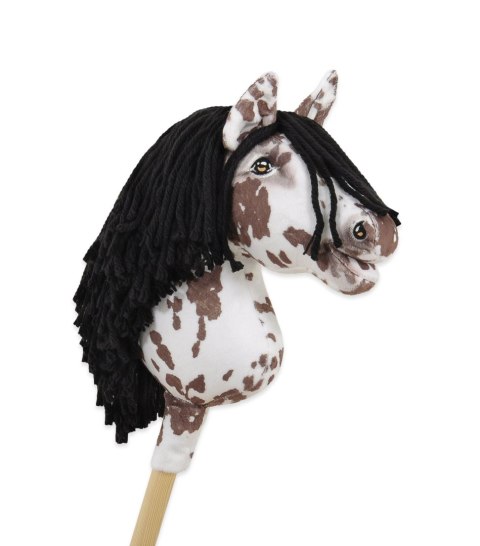 Hobby Horse Mały koń na kiju Premium - tarantowaty biało-brązowy z czarną grzywą A4 Hobby Horse Mały koń na kiju Premium - tarantowaty biało-brązowy z czarną grzywą A4