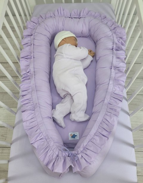 Kokon niemowlęcy kojec otulacz Premium z falbanką MY SWEET BABY- fioletowy Kokon niemowlęcy kojec otulacz Premium z falbanką MY SWEET BABY- fioletowy