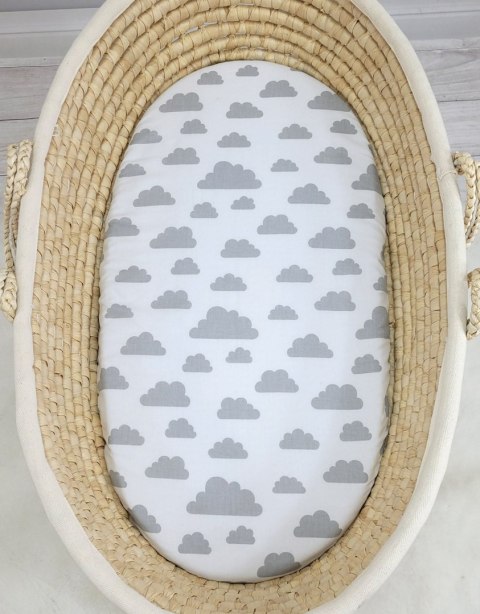 Prześcieradło bawełniane do kosza Mojżesza Boho wózka gondoli 75x35 cm - Chmurki szare Prześcieradło bawełniane do kosza Mojżesza Boho wózka gondoli 75x35 cm - Chmurki szare
