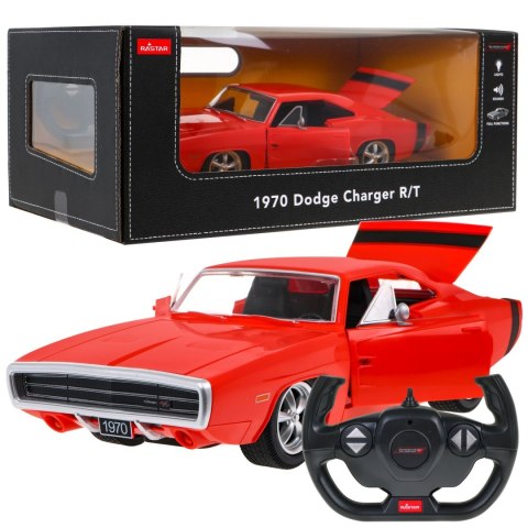 1970 Dodge Charger RT czerwony RASTAR model 1:16 Zdalnie sterowane auto + Pilot 1970 Dodge Charger RT czerwony RASTAR model 1:16 Zdalnie sterowane auto + Pilot
