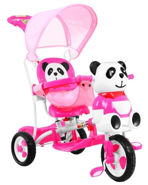 3-kołowy Rowerek dla dzieci Panda Różowy + Dźwięki + Daszek + Barierka + Podnóżek + Rączka + Schowek 3-kołowy Rowerek dla dzieci Panda Różowy + Dźwięki + Daszek + Barierka + Podnóżek + Rączka + Schowek