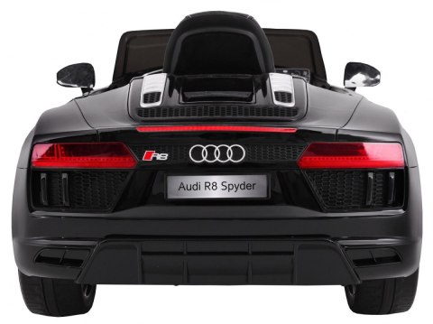 Audi R8 Spyder na akumulator Lakier Czarny + Pilot + EVA + Wolny Start + Radio MP3 + LED Audi R8 Spyder na akumulator Lakier Czarny + Pilot + EVA + Wolny Start + Radio MP3 + LED