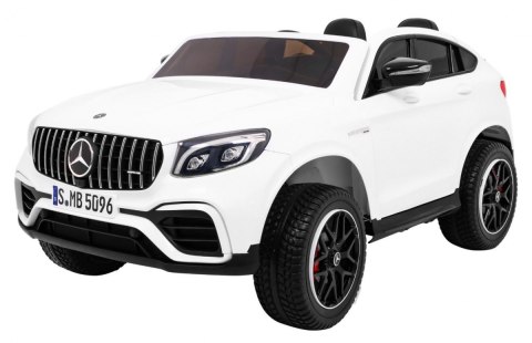Auto Mercedes GLC 63S dla dzieci Biały + Napęd 4x4 + MP4 + LED + Ekoskóra + Wolny Start + EVA Auto Mercedes GLC 63S dla dzieci Biały + Napęd 4x4 + MP4 + LED + Ekoskóra + Wolny Start + EVA