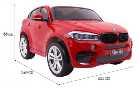 BMW X6M XXL dla 2 dzieci Lakier Czerwony + Pilot + Ekoskóra + Pasy + Wolny Start + MP3 + LED BMW X6M XXL dla 2 dzieci Lakier Czerwony + Pilot + Ekoskóra + Pasy + Wolny Start + MP3 + LED