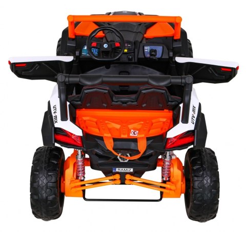 Buggy UTV-MX na akumulator dla dzieci Pomarańczowy + Napęd 4x4 + Pilot + Audio LED + Schowek + EVA + Wolny Start Buggy UTV-MX na akumulator dla dzieci Pomarańczowy + Napęd 4x4 + Pilot + Audio LED + Schowek + EVA + Wolny Start