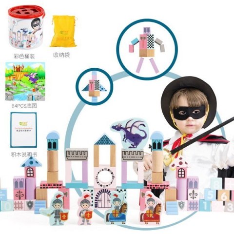 Drewniany zestaw Klocków Zamek z Rycerzami dla dzieci 3+ Drewniane Figurki + Sorter kształtów + Mata z puzzli + Gra Chinczyk Drewniany zestaw Klocków Zamek z Rycerzami dla dzieci 3+ Drewniane Figurki + Sorter kształtów + Mata z puzzli + Gra Chinczyk