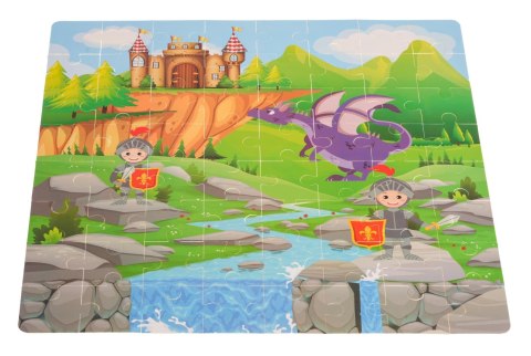 Drewniany zestaw Klocków Zamek z Rycerzami dla dzieci 3+ Drewniane Figurki + Sorter kształtów + Mata z puzzli + Gra Chinczyk Drewniany zestaw Klocków Zamek z Rycerzami dla dzieci 3+ Drewniane Figurki + Sorter kształtów + Mata z puzzli + Gra Chinczyk