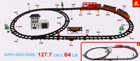 Duża Kolejka z torami dla dzieci 3+ Pociąg z wagonem + Pętla + Akcesoria 56 el. Duża Kolejka z torami dla dzieci 3+ Pociąg z wagonem + Pętla + Akcesoria 56 el.