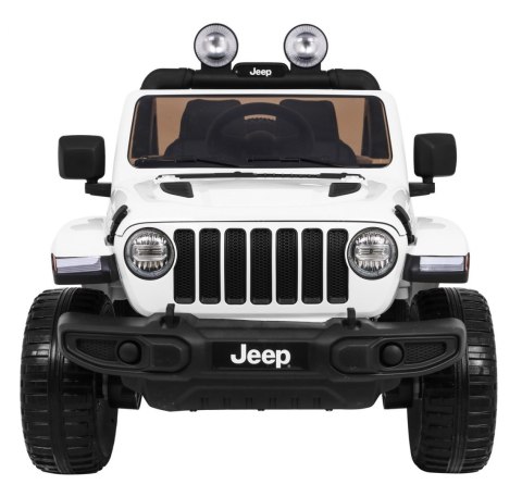 Jeep Wrangler Rubicon na akumulator dla dzieci Biały + Pilot + Radio MP3 LED + Koła EVA Jeep Wrangler Rubicon na akumulator dla dzieci Biały + Pilot + Radio MP3 LED + Koła EVA