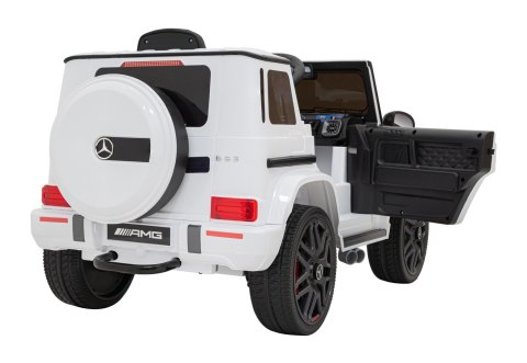 Mercedes AMG G63 dla dzieci Biały + Pilot + MP3 LED + Wolny Start + EVA + Pasy Mercedes AMG G63 dla dzieci Biały + Pilot + MP3 LED + Wolny Start + EVA + Pasy