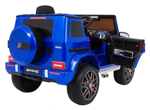 Mercedes AMG G63 dla dzieci Lakier Niebieski + Pilot + MP3 LED + Wolny Start + EVA + Pasy Mercedes AMG G63 dla dzieci Lakier Niebieski + Pilot + MP3 LED + Wolny Start + EVA + Pasy