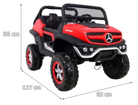 Mercedes Benz Unimog dla dzieci Czerwony + Napęd 4x4 + Pilot + Bagażnik + Wolny Start + MP3 LED Mercedes Benz Unimog dla dzieci Czerwony + Napęd 4x4 + Pilot + Bagażnik + Wolny Start + MP3 LED