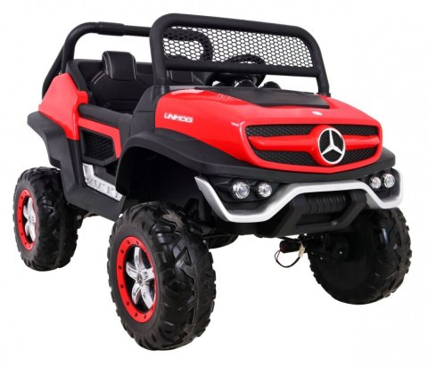 Mercedes Benz Unimog dla dzieci Czerwony + Napęd 4x4 + Pilot + Bagażnik + Wolny Start + MP3 LED Mercedes Benz Unimog dla dzieci Czerwony + Napęd 4x4 + Pilot + Bagażnik + Wolny Start + MP3 LED