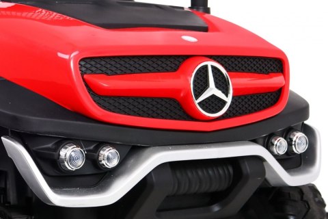 Mercedes Benz Unimog dla dzieci Czerwony + Napęd 4x4 + Pilot + Bagażnik + Wolny Start + MP3 LED Mercedes Benz Unimog dla dzieci Czerwony + Napęd 4x4 + Pilot + Bagażnik + Wolny Start + MP3 LED