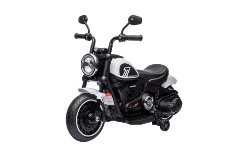 Motorek Chopper FASTER na akumulator dla dzieci Biały + Radio FM + Panel audio + LED Motorek Chopper FASTER na akumulator dla dzieci Biały + Radio FM + Panel audio + LED