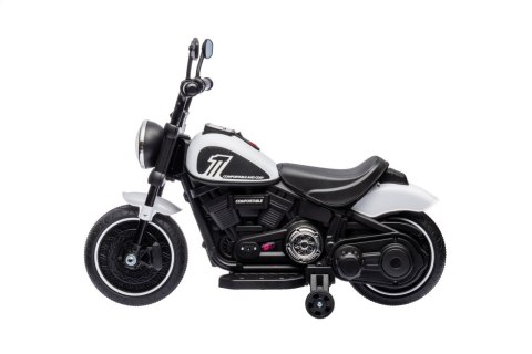 Motorek Chopper FASTER na akumulator dla dzieci Biały + Radio FM + Panel audio + LED Motorek Chopper FASTER na akumulator dla dzieci Biały + Radio FM + Panel audio + LED