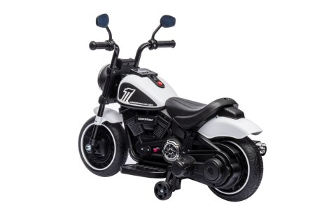 Motorek Chopper FASTER na akumulator dla dzieci Biały + Radio FM + Panel audio + LED Motorek Chopper FASTER na akumulator dla dzieci Biały + Radio FM + Panel audio + LED