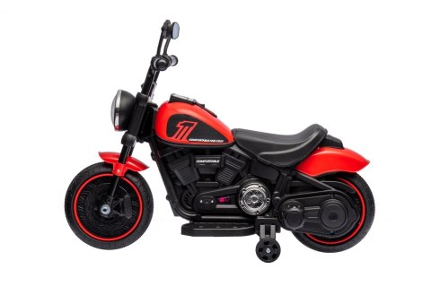 Motorek Chopper FASTER na akumulator dla dzieci Czerwony + Radio FM + Panel audio + LED Motorek Chopper FASTER na akumulator dla dzieci Czerwony + Radio FM + Panel audio + LED